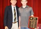Kelton Driska with Coach Matt Fitzsimmons for Most Valuable Player for Boys Basketball.