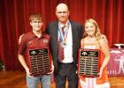 Hayden Bailey and Kenan Mingus with Coach Pete Magre for Most Valuable Player for Boys and Girls Golf.