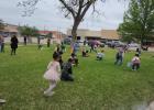 At least 30 kids ran around the lawn of the county courthouse scooping eggs into their baskets as fast as they could at the Inaugural Milam County Sheriff’s Office Easter Egg Hunt Saturday, March 28. They were also able to take pictures with the easter 