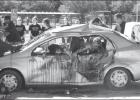 Lindsey Vaculin/THE THORNDALE CHAMPION Jordyn Smith and Landri Leschber participate in the mock accident scene during the Shattered Dreams program at Thorndale High School on Jan. 25. Article Image Alt Text