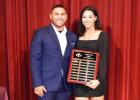 Kasara Brooks with Coach Clint Bills for Most Valuable Player for Softball.