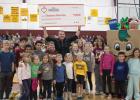 Finalist Shannon Morrison and some of his students celebrate his achievement at the pep rally Thursday, Jan. 15.