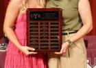 Coach Holly Pucket with Tessa Vaculin for Most Valuable Player for Girls Soccer.
