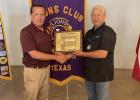 Lion of the Year 2024-2025 Ricky Tow receives his plaque from Past District Governor Gary Fuchs. Photos Courtesy of Cameron Lion’s Club