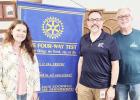 Rotary Club guest speaker Jeff Miles, Area Engineer, presented an enlightening inside view of TxDOT where he manages construction and maintenance for three counties, including Milam. Pictured with President Elizabeth Williams and Rotarian Chuck Dart.