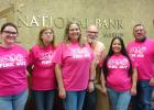 First National Bank of Hughes Springs in Marlin Goes Pink for Breast Cancer Awareness