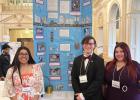 Jocelyn Garcia, Ethan Jacoby and Alexandria Santellano pose with their prize winning project at the Heart of Texas Regional History Fair Friday, Feb. 13 at Baylor University. Photo Courtesy of C.H. Yoe High School