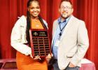 Amani Fields with Coach Jeff Evans for Most Valuable Player for Girls Basketball.