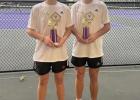 Garrett and Ethan Schramm take first place in boys doubles at the Thrall Tournament. Photo from Thorndale Athletics Facebook Page