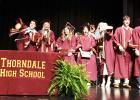 Thorndale graduates celebrate at the conclusion of their graduation ceremony on Saturday night.
