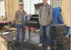 Tristen Parker and Logan Akin with their first prize ribbon and prize winning 12x6 single axle trailer and 250 gallon smoker at the Fort Worth Ag Mechanic Show last weekend. Courtesy Photo