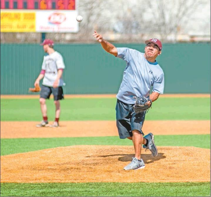 THE CAMERON HERALD FILE PHOTO A Yoe alumni throw out a pitch at last year’s Opening Day. This year’s event is set for Saturday at The Yards of Cameron with events planned for everyone.
